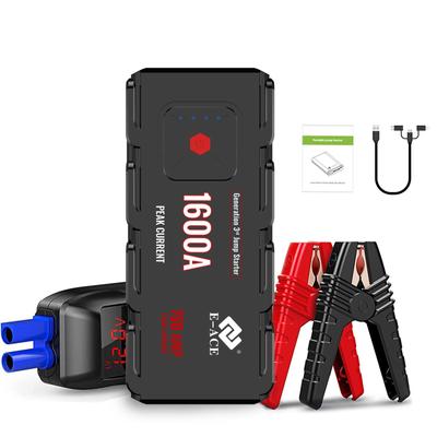 Batteria di avviamento per auto Salto di emergenza Batteria Power Bank 1600A 12V Booster portatile di emergenza Dispositivo di avviamento con USB