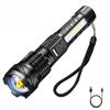 9000LM Powerful P50 LED Flashlight Waterproof 18650 Torch With Side Light Camping Fishing Lantern USB Rechargeable Zoom Lamp