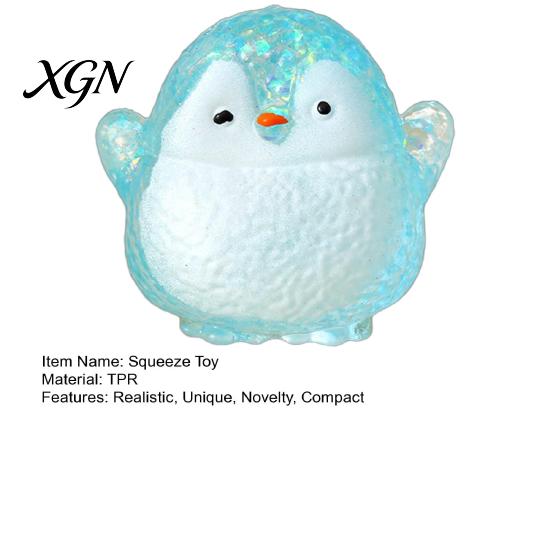 Glitter Stress Ball Squeeze Toy Translucent Powder Soft Slow Rebound Cute Kids Relief Penguin Shape Portable Safe