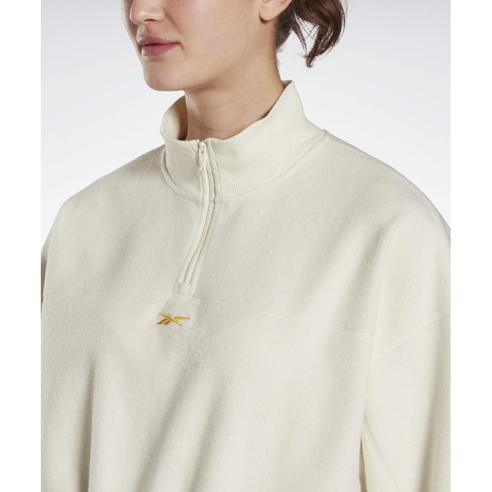 Reebok Fleece Half Zip Up Sweatshirt  W    White  HG3821