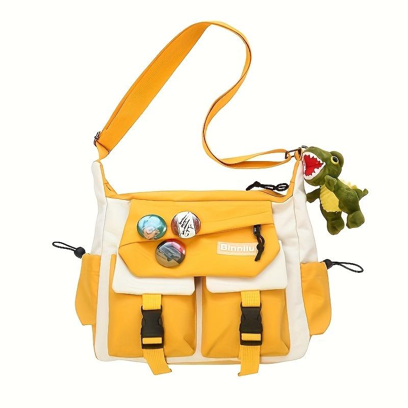 WTEMPO Japanse Casual Messenger Bag, Veelzijdige Crossbody Tas met Kleurcontrast, Casual Schoudertas voor Mannen en Vrouwen geel