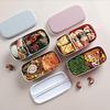 Microwaveable 2-Layer Lunch Box with Compartments, Leakproof Bento Box, Insulated Food Container, Pink