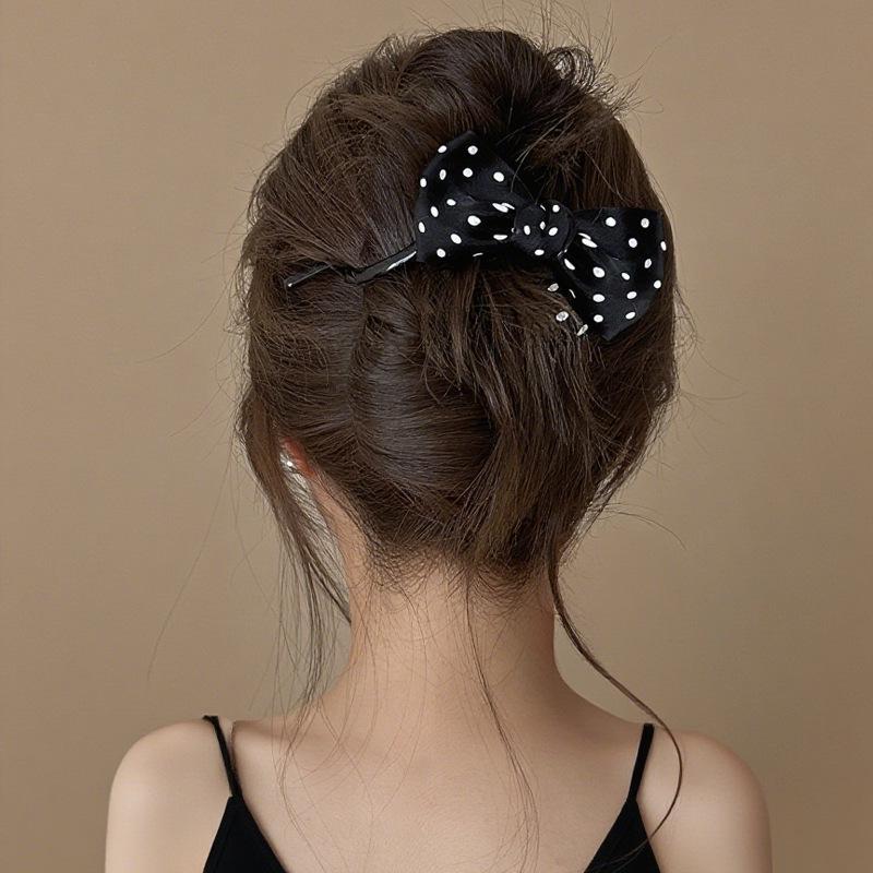 Korean Polka Dot Bow Elegant Hair Clip 2025