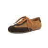 Fashion Retro Cow Suede Leather Casual Loafers for Women Flats Shoes Lace-Up Low Heels Spring Shoes 2025 Soft Office Dress Size 35-42