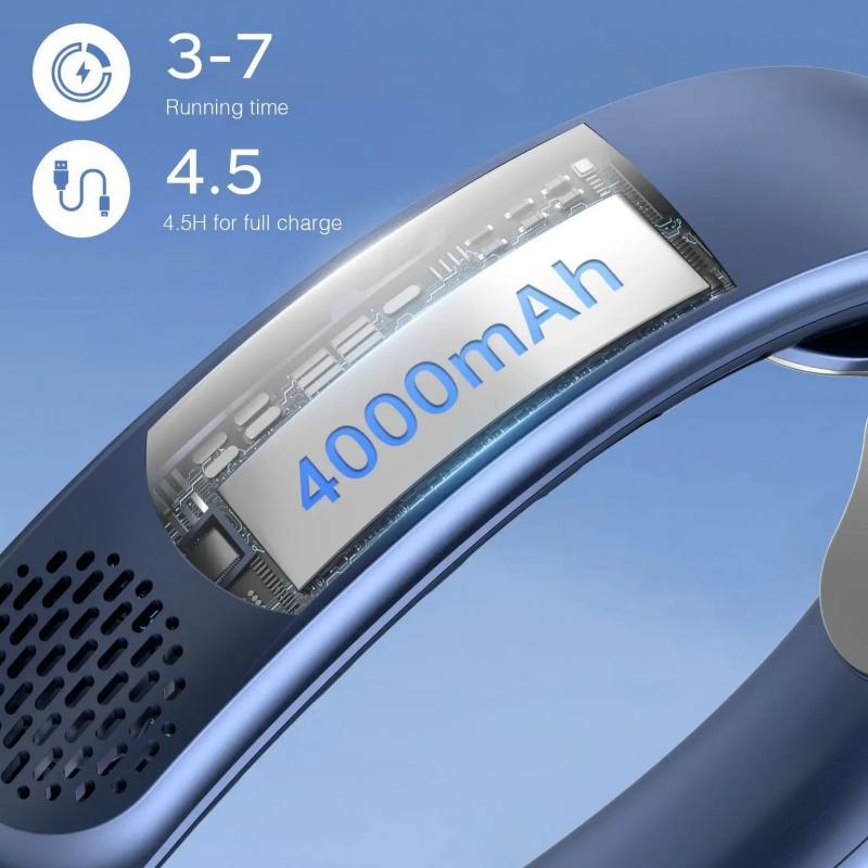 2024 Nou ventilator cu turbină cu gât USB Quad-Core Design fără palete Control ușor și transportat pentru cadou de vară portabil în aer liber portabil