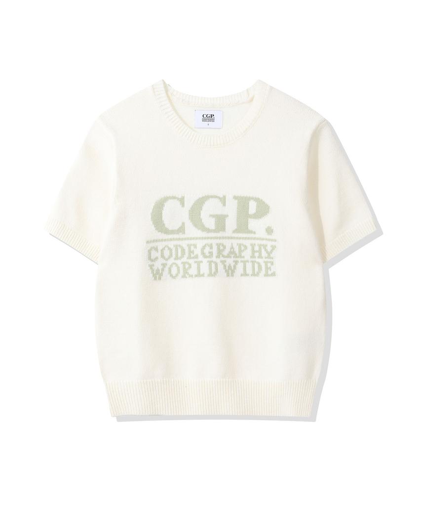 CGP (Women) Square Logo Short Sleeve Knit - Cream
