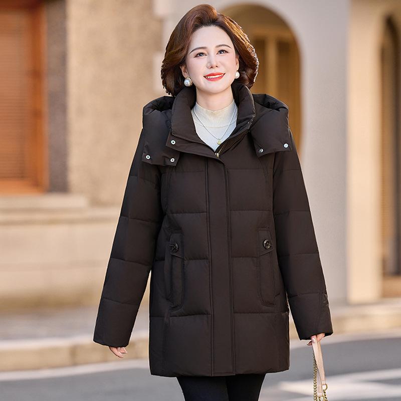 Mom Down Jacket Middle-aged and Elderly Women's Medium and Long Large Size Foreign Gas Thickened Winter Clothing High-end Cold-proof Jacket