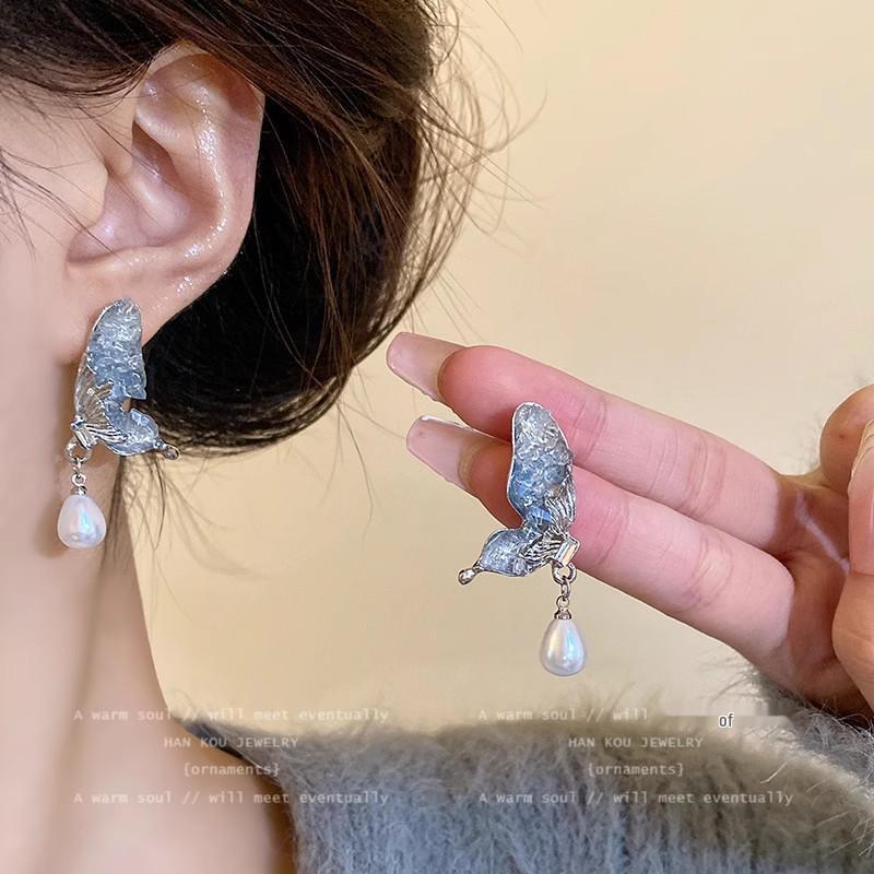 925 Sterling Silver Pearl Tassel Earrings: Elegant Women’s Luxury Drop Earrings for Autumn/Winter.