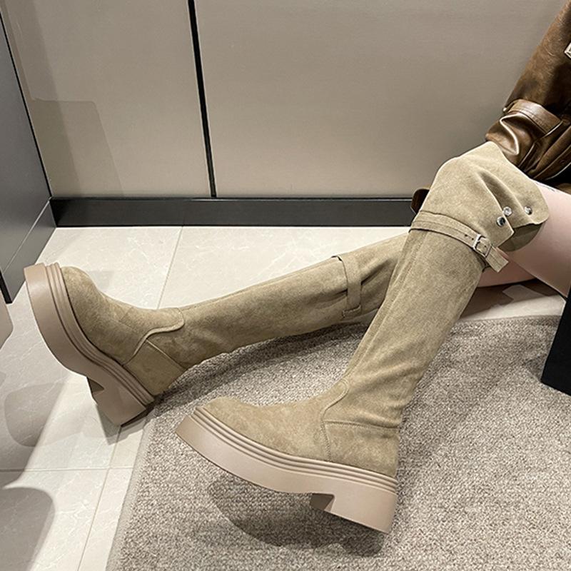 Skinny knight boots two wear thick-soled knee boots new boots folded small tall autumn and winter women