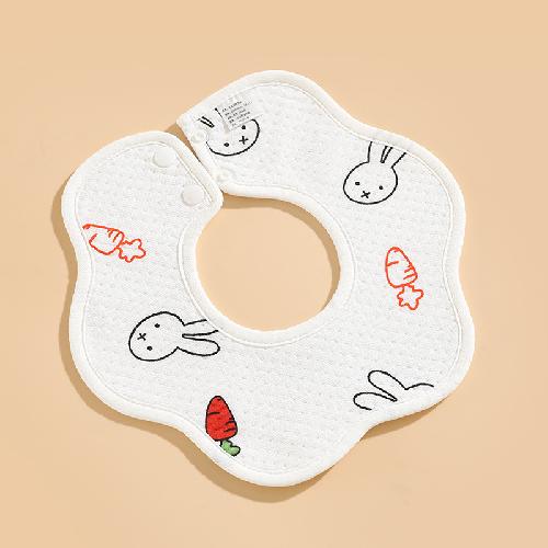 Ins Double-sided Cotton Waterproof Bib Crepe 360-degree Rotating Saliva Towel Children's Breathable Gauze Baby Bib