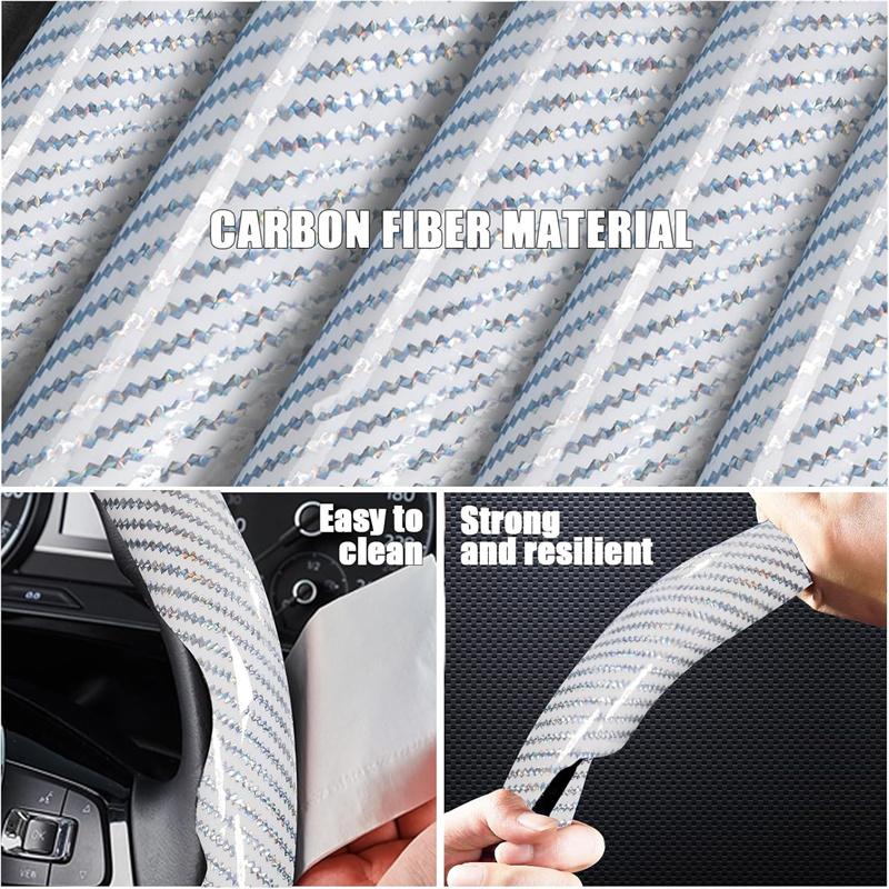 3Pcs 38Cm Carbon Fiber Car Steering Wheel Cover Non-Slip Protective Cover Segmented Car Styling Accessories For 99% Car