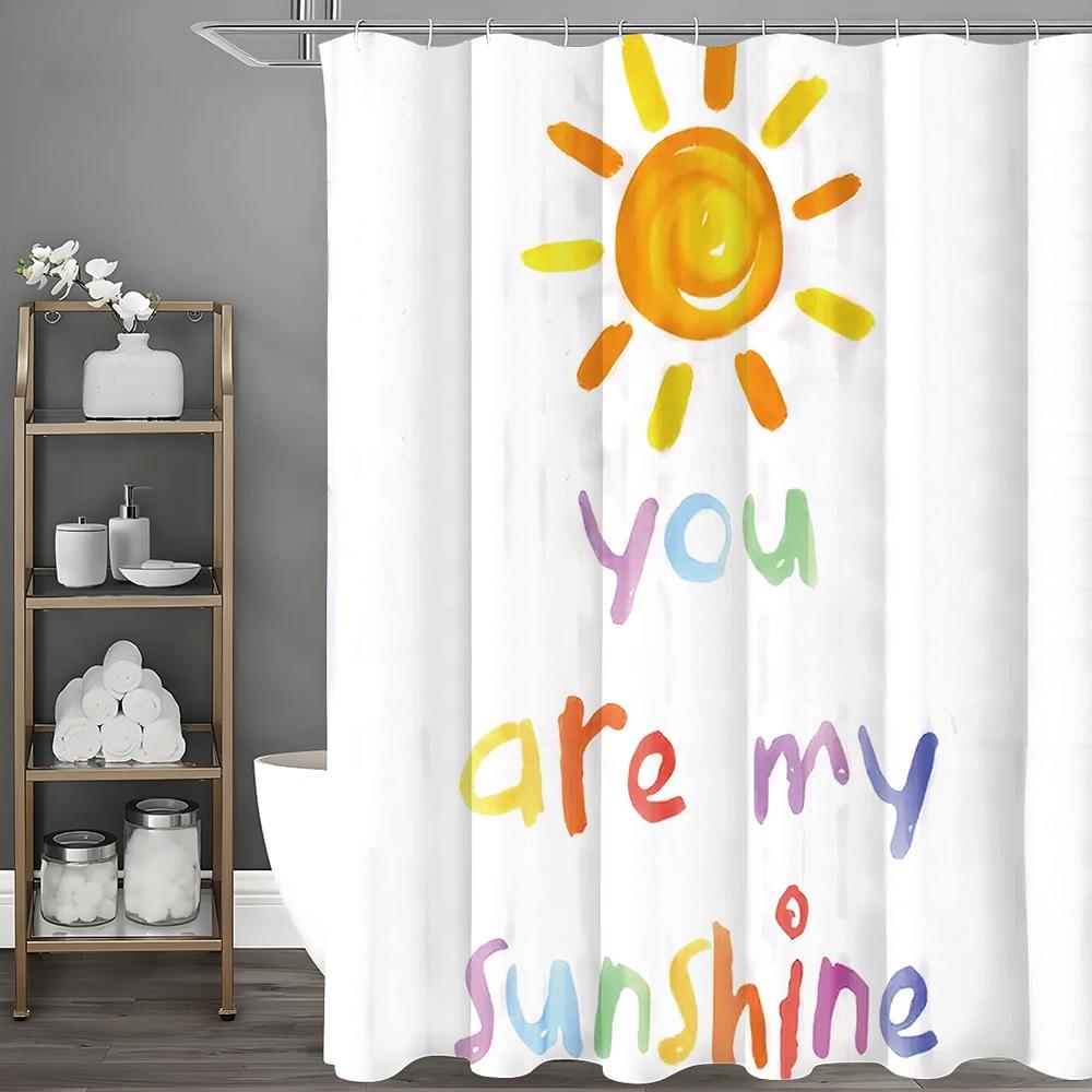 Annier Sun Inspirational Quotes Shower Curtain, Bathroom Decorative Shower Curtain, Waterproof Shower Curtain With Hooks