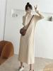 Women's Mid-Length Wool Knit Dress - Loose, Long Sleeve, Half-High Collar, Perfect for Layering Under Coats, Autumn & Winter Wear.