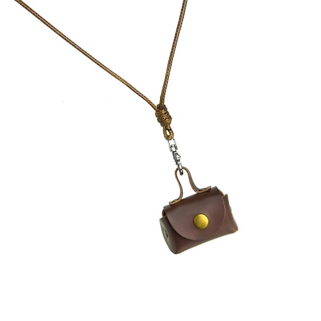 Vintage Robuster Leder-Halsbeutel zur Aufbewahrung von Kopfhörern und Münzen Kleine Lange Designs für Modische Frauen Damen