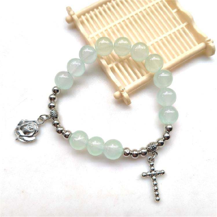 Glass Beaded Bracelets Cross Stretch Bracelets Wristband for Woman Daily Wear