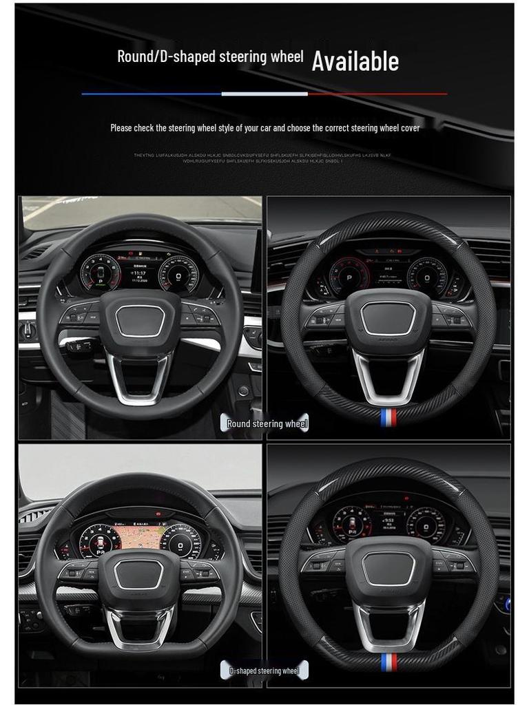 XPeng Steering Wheel Cover for P7, G3, G3i, P5 - Genuine Leather Carbon Fiber, High-Quality.