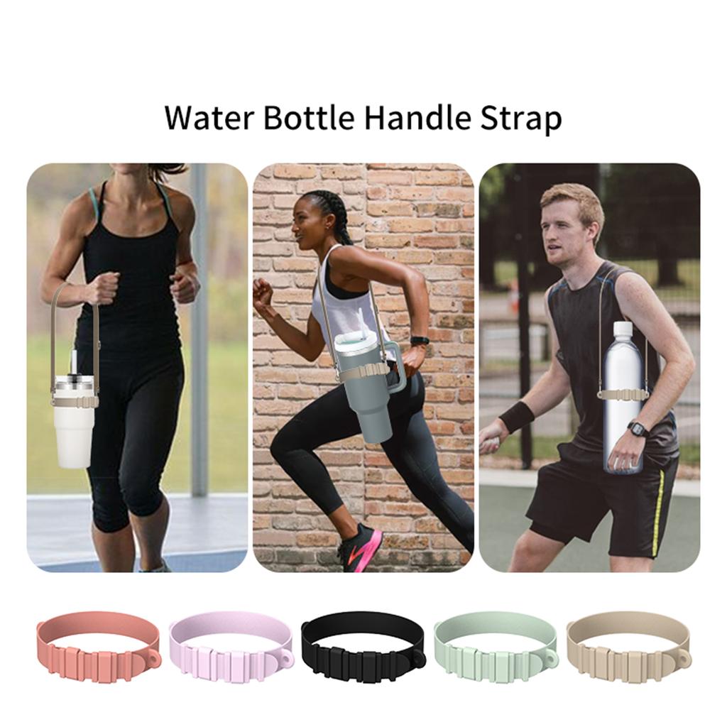 Water Bottle Handle Silicone Sling Holder with Shoulder Strap Fit Most Bottles Universal Bottle Lanyard Adjustable Strap