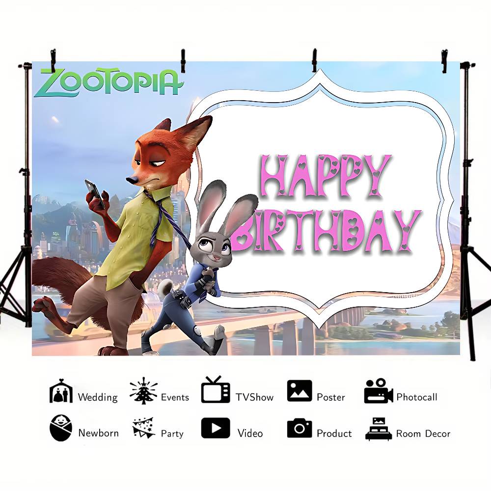 ANIMEZootopiaSCartoon Animal Background Photography Party Bedroom Living Room Decoration Shooting Background Cloth
