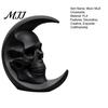 Niche Art Pieces 3D Printed Skull Moon Figurine, Gothic Crescent and Home Accessories Sculpture, Vintage Desktop Statue for Halloween Desk Bookshelf