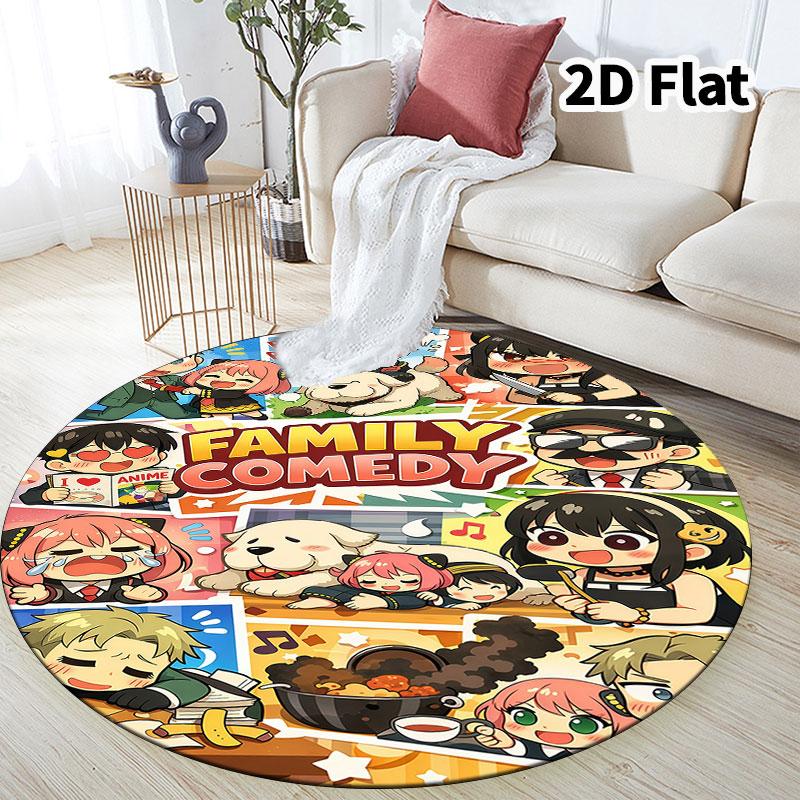 Spy Family Round Area Rug Carpet Rug For Living Room Bedroom Sofa Playroom Decor Nonslip Floor Mat
