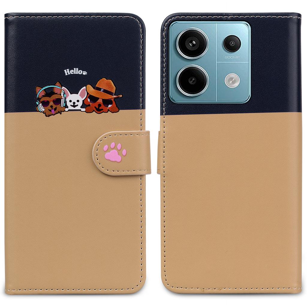 Cartoon Pet Series for Xiaomi Redmi Note 13 Pro 4G/Poco M6 Pro 4G Case Splicing Leather Wallet Phone Cover