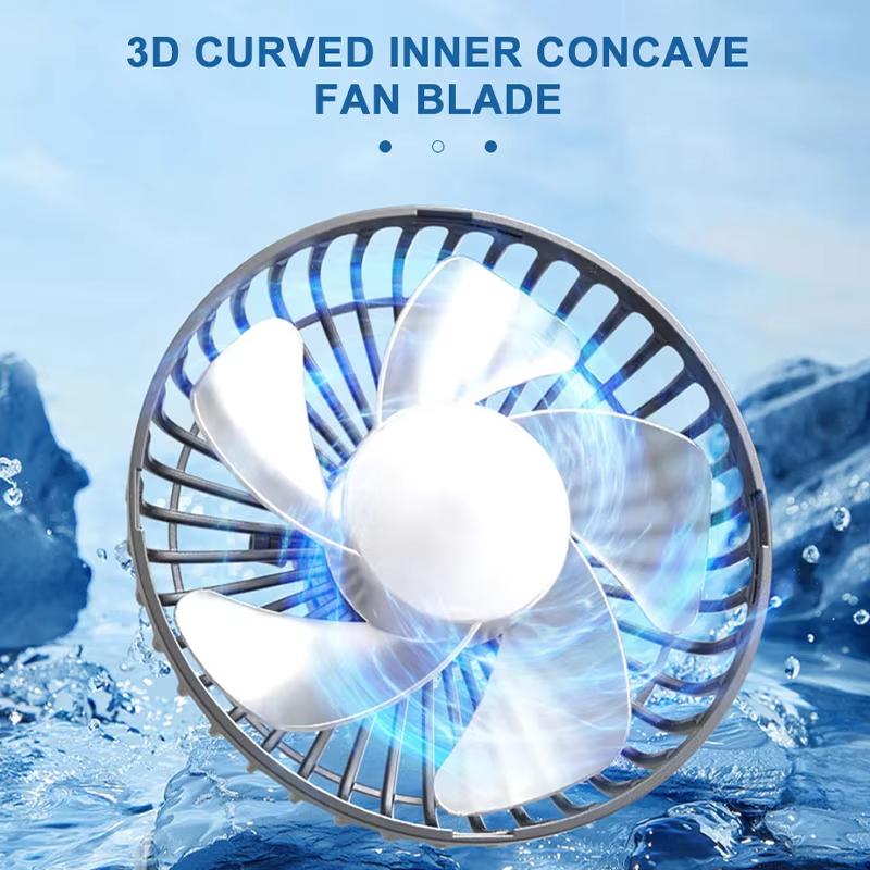 Multidirection 360° Car Back Seat Fan 3-speed Wind Adjustment USB Auto Cooling Fans 5 Fan Blades for Summer Car Accessories