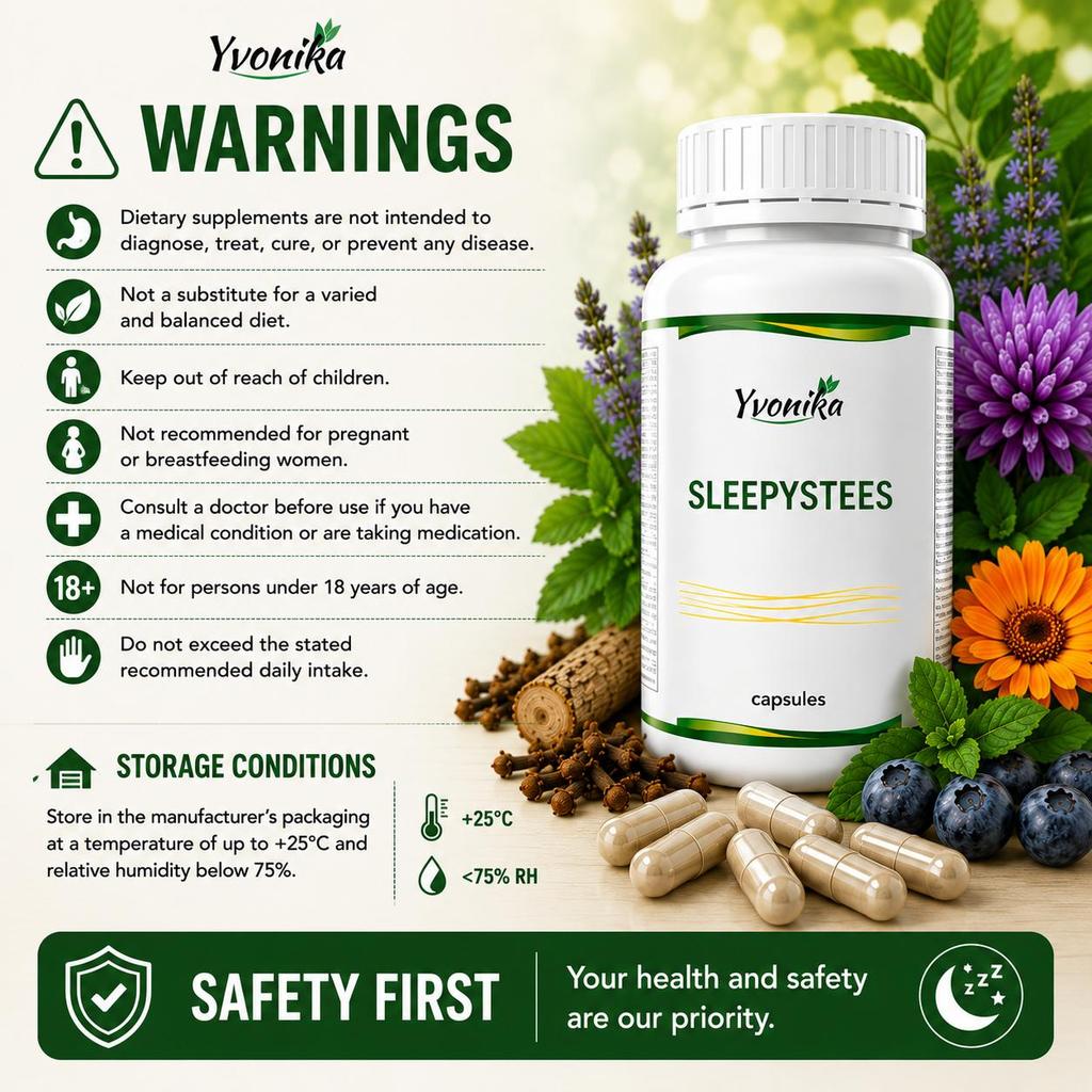 SleepyStees – Natural Support for Snoring Reduction and Peaceful Sleep, 60 Capsules