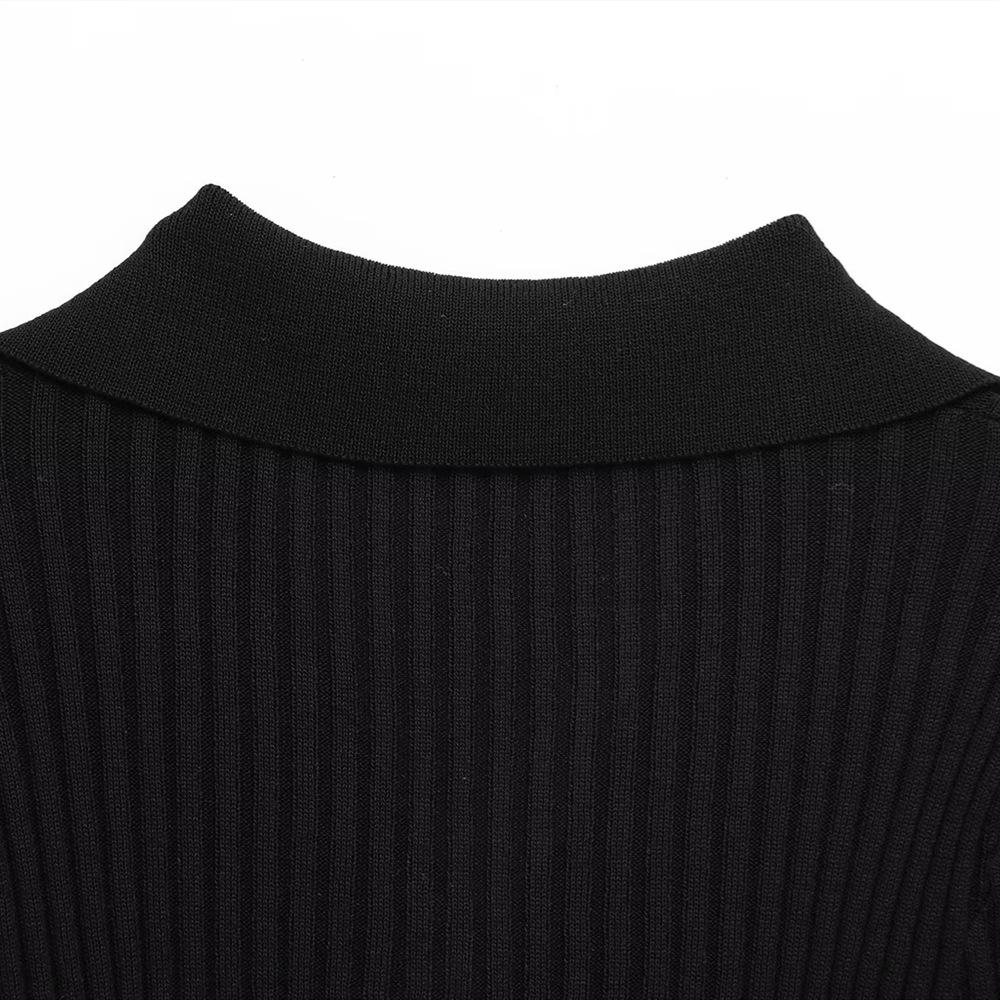 Spring/Summer 2025 Women's Slim Fit Ribbed Knit Polo Shirt