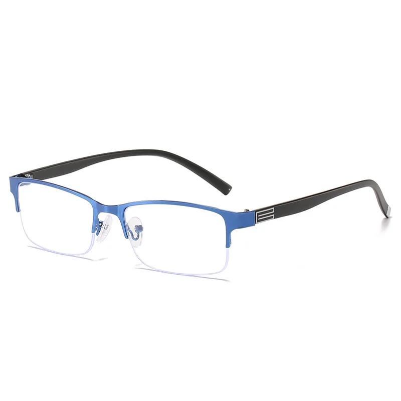 Business Men's Myopia Glasses Vintage Half Frame Anti Blue Light Near Sight Diopter Eyeglasses Finished Prescription Eyewear