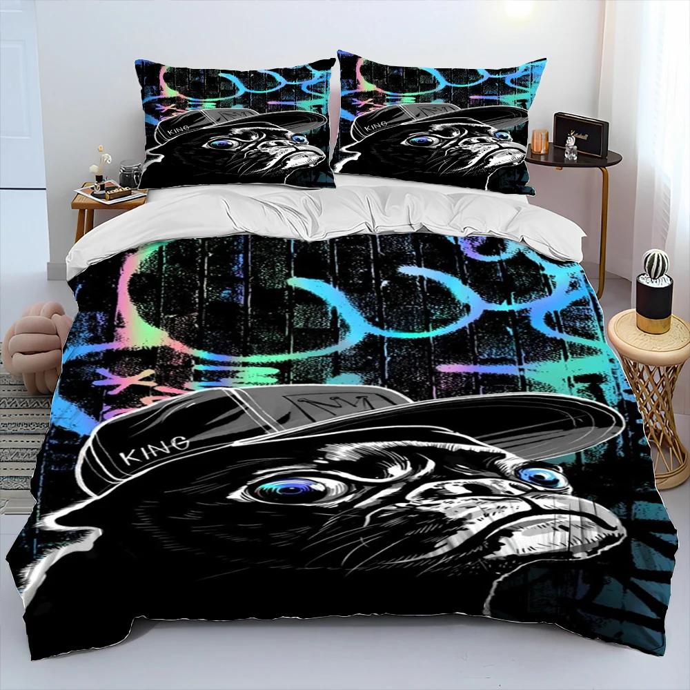 Kreskówkowy pies pitbull, zestaw pościeli z kołdrą, poszwa na kołdrę, poszewka na poduszkę, zestaw pościeli w rozmiarze king, queen dla dorosłych i dzieci