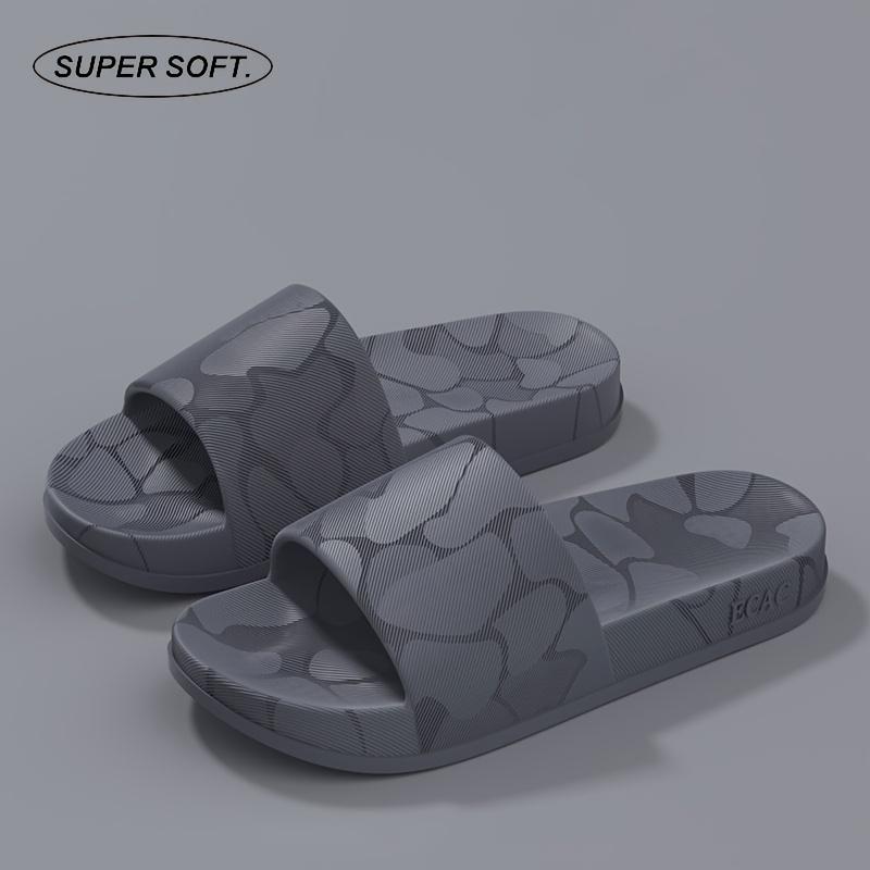 Classic Slippers, Moire Pattern EVA Indoor/Outdoor Slip-On Sandals, Round Toe Non-Slip Sole Odor-Resistant Insole, for Men, All-Season House Slippers
