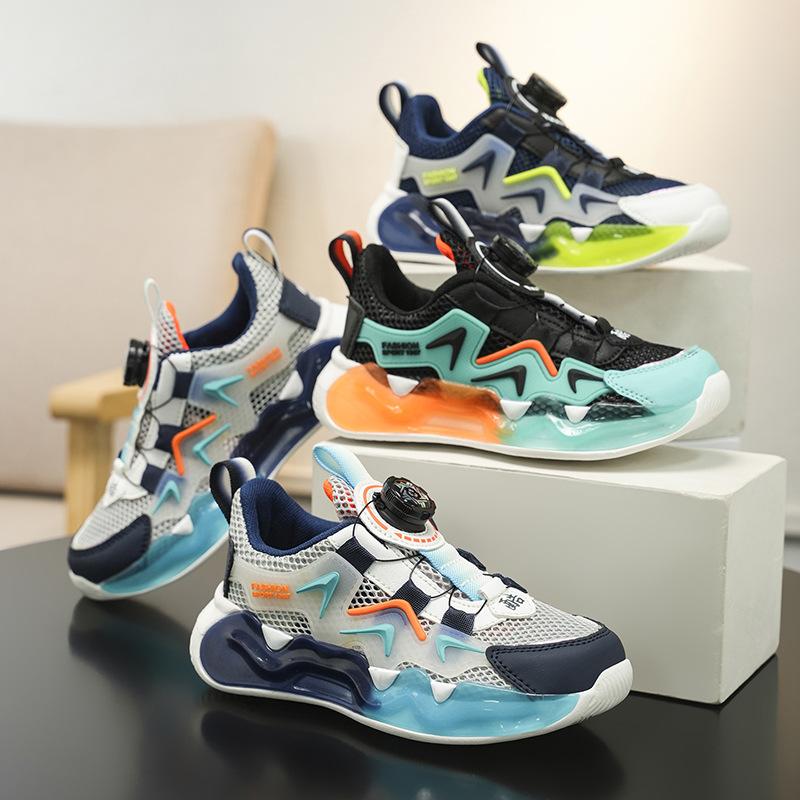 2026 New Children's Sports Dad Shoes Breathable Hollow Single Mesh Shoes Rotating Buckle Running Shoes