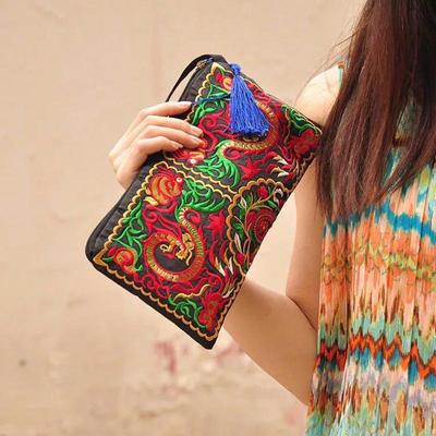 Borsa ricamata in stile etnico Borsa per lo shopping di moda femminile Borsa con busta vintage Portafoglio da donna di design