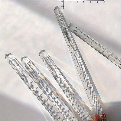 Rainbow-refracted Transparent Acrylic Triangle Ruler, 15.01 Cm - Easy-to-read Dual Scale, Multi-purpose Measuring Tool