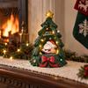 Lighted Resin Ornament Festive Tabletop with Warm Christmas Tree for Desk LED Lights Decor Holiday
