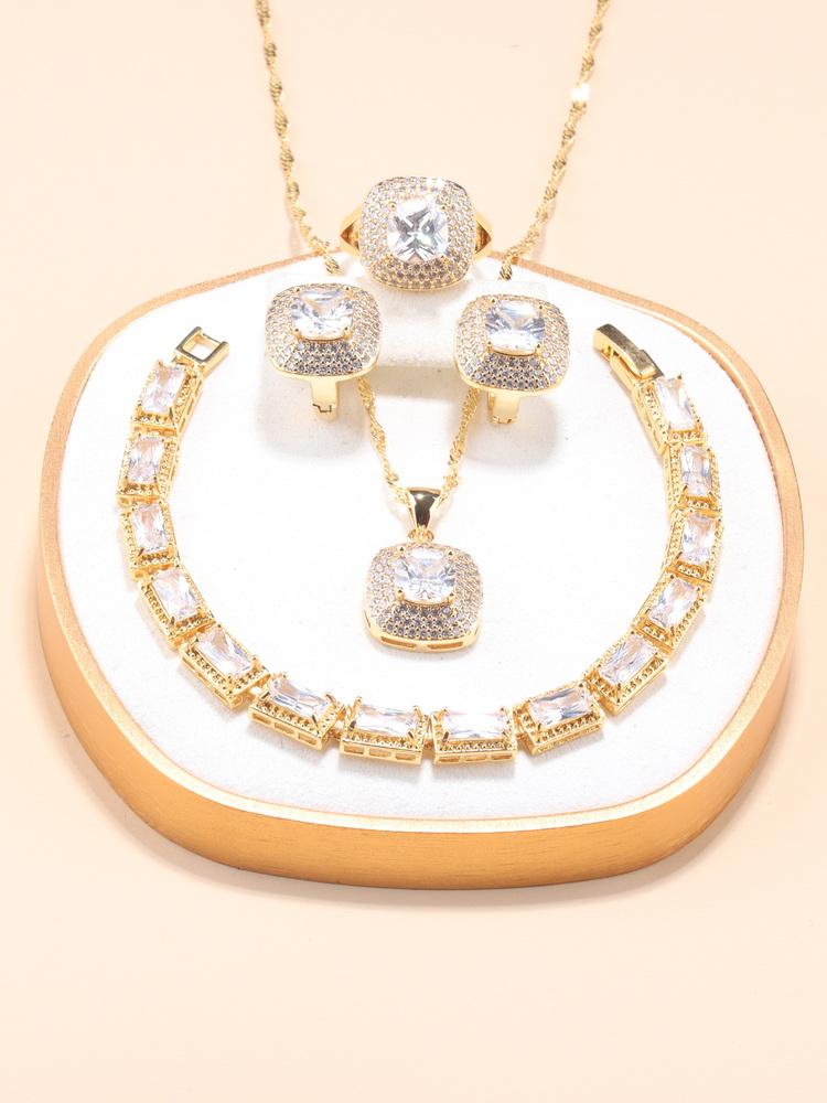 Brazilian Wedding Accessories  Gold Plated Dubai Luxury Quality Zircon Necklace And Hoop Earrings Bridal African Jewelry Sets
