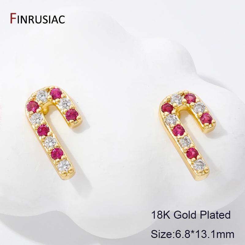 

Trendy 18K Gold Plated Brass Christmas Tree Zircon Gingerbread Man Santa Claus Stud Earrings For Women Fashion Christmas Brincos 1 pair
