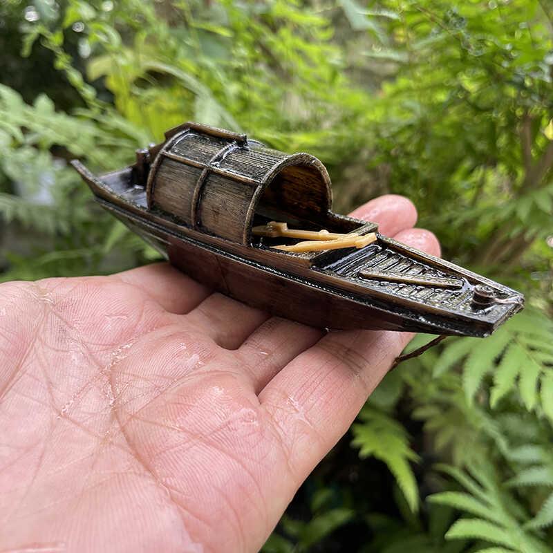 Floating Chinese Antique-Style Fishing Boat Model: Outdoor and Indoor Aquatic Landscape Decor