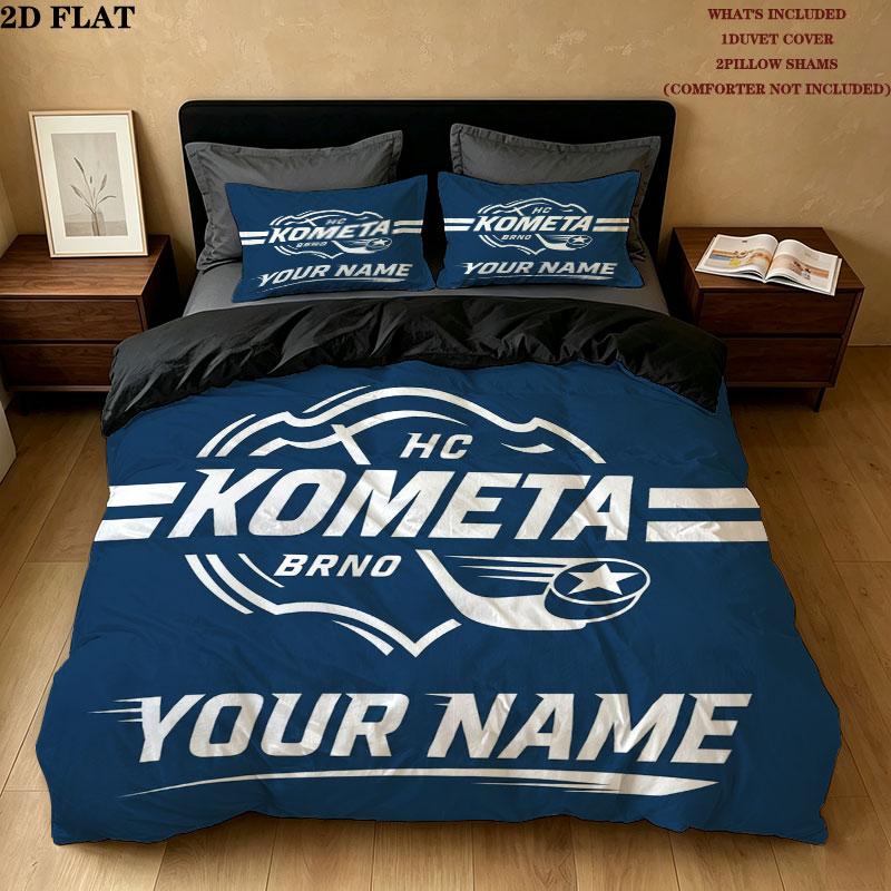 Hc Kometa Brno Jersey Custom Name Pattern Bedding Quilt Set Quilt Cover Pillowcase Home Gift(1 * duvet cover + 2 * pillowcase, without core)