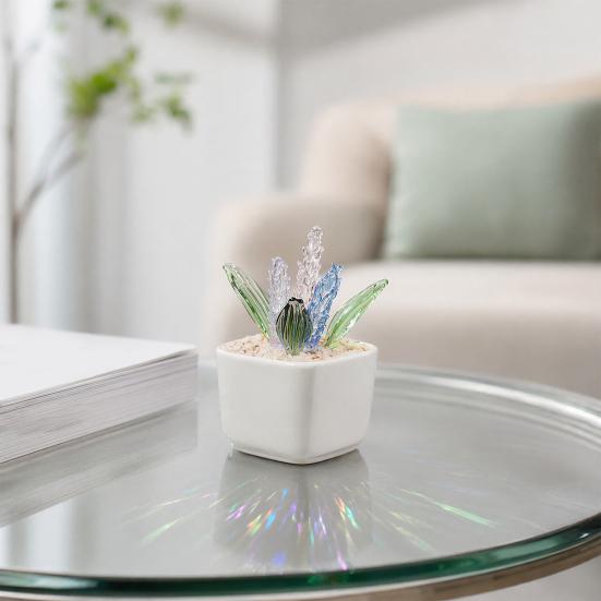 Artificial Potted Plant Handmade Colored Glaze Lavender Potted Plant