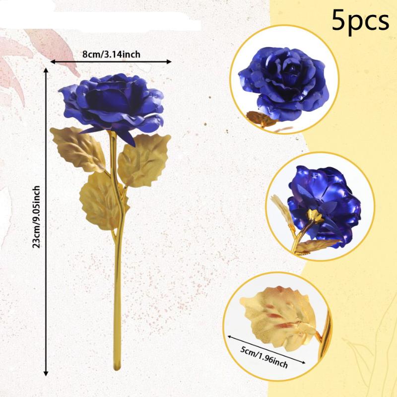 

5Pcs 24K Foil Plated Rose Valentine S Day Creative Gift Gold Rose Lasts Forever Love Wedding Decor Lover Lighting Roses A13