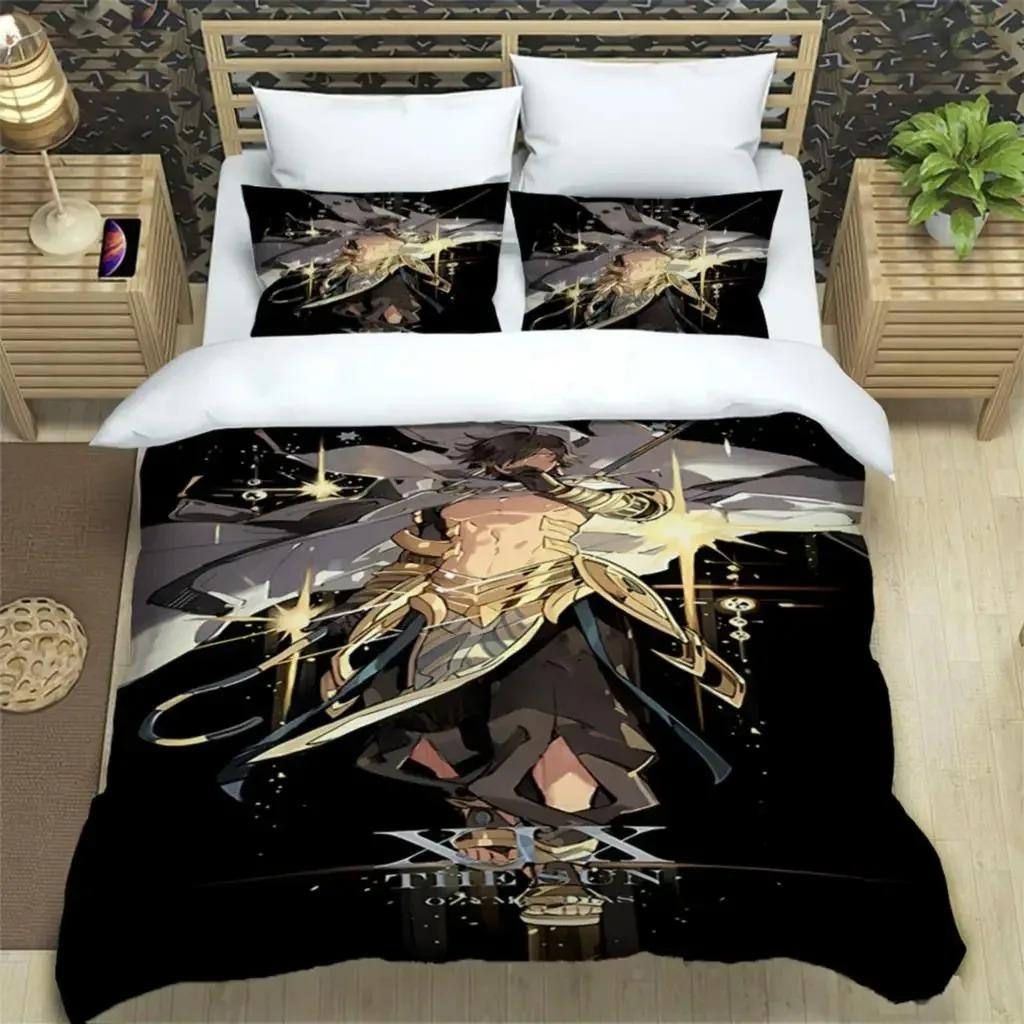 Genshin Impact Print 3 Piece Bedding Set For Boys Adults Quilt Cover Pillowcases Soft Comfortable Fashion Bedding