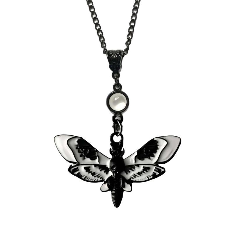 Gothic Black Moth Necklace: Insect Jewelry Halloween Gift