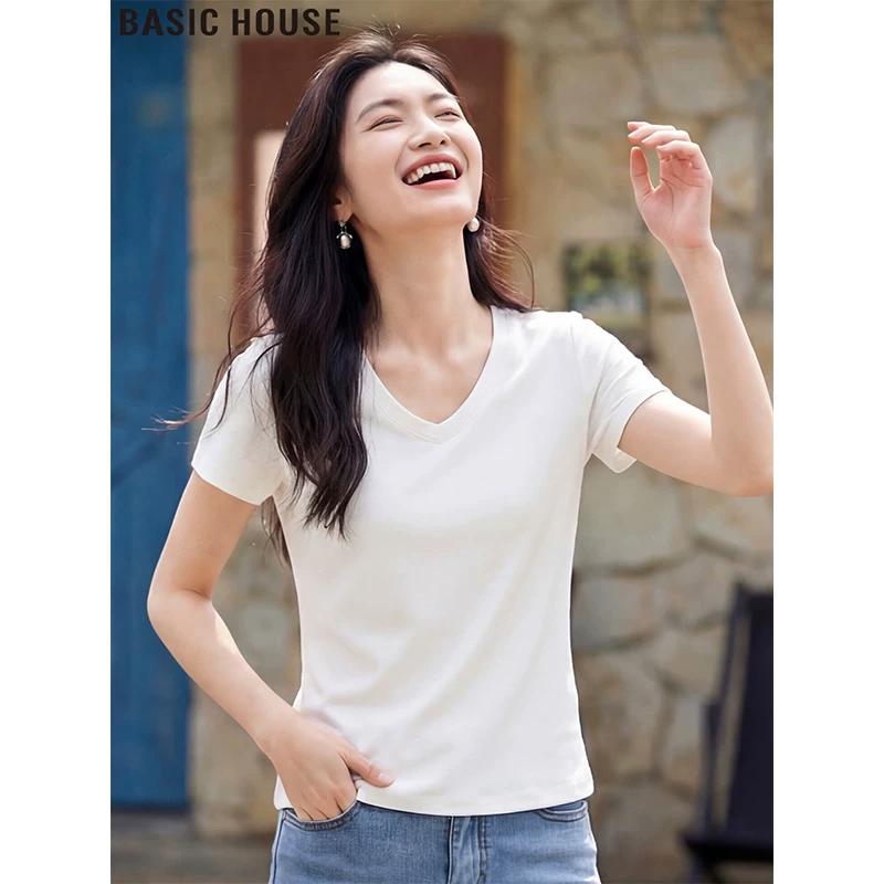 Basic House Women s V-Neck Short Sleeve T-Shirt M