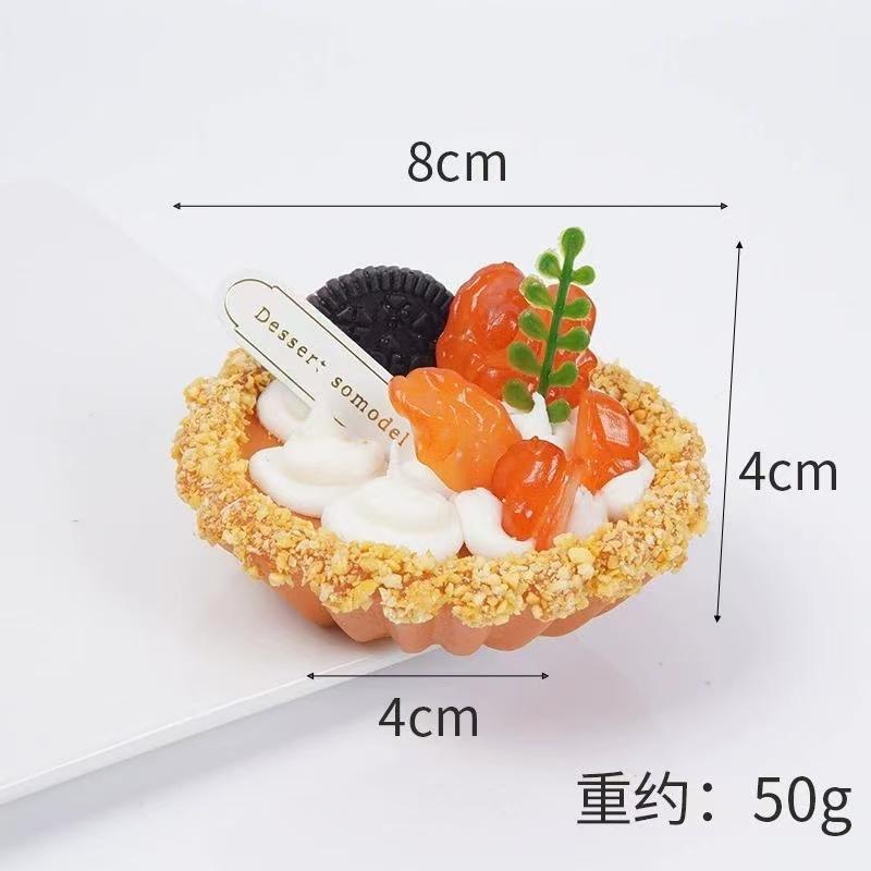 Simulation Fruit Egg Tart Fake Mango Raspberry Cake Model French Bread Desserts Ornaments Bakery Window Display Samples Photogra