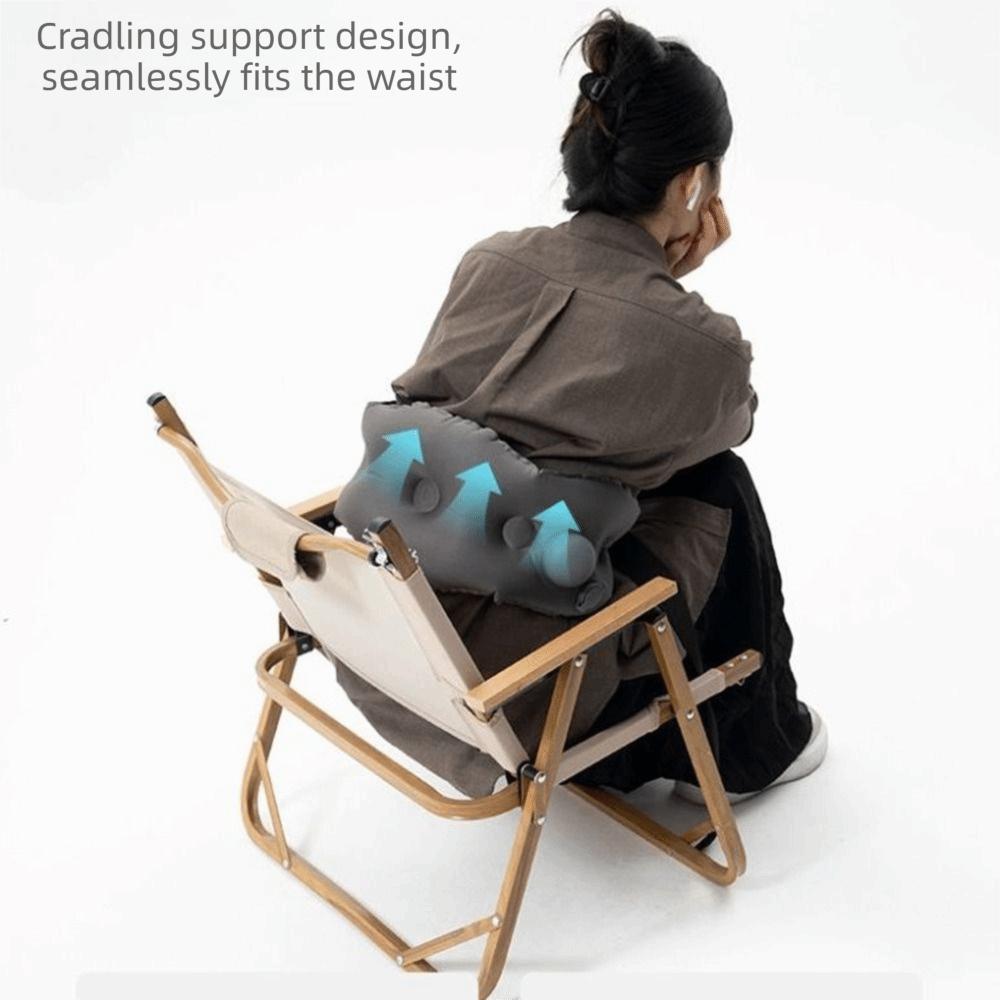 Portable Inflatable Lumbar Pillow Press Self-Inflation with Storage Bag Lumbar Support Cushion Comfortable Breathable