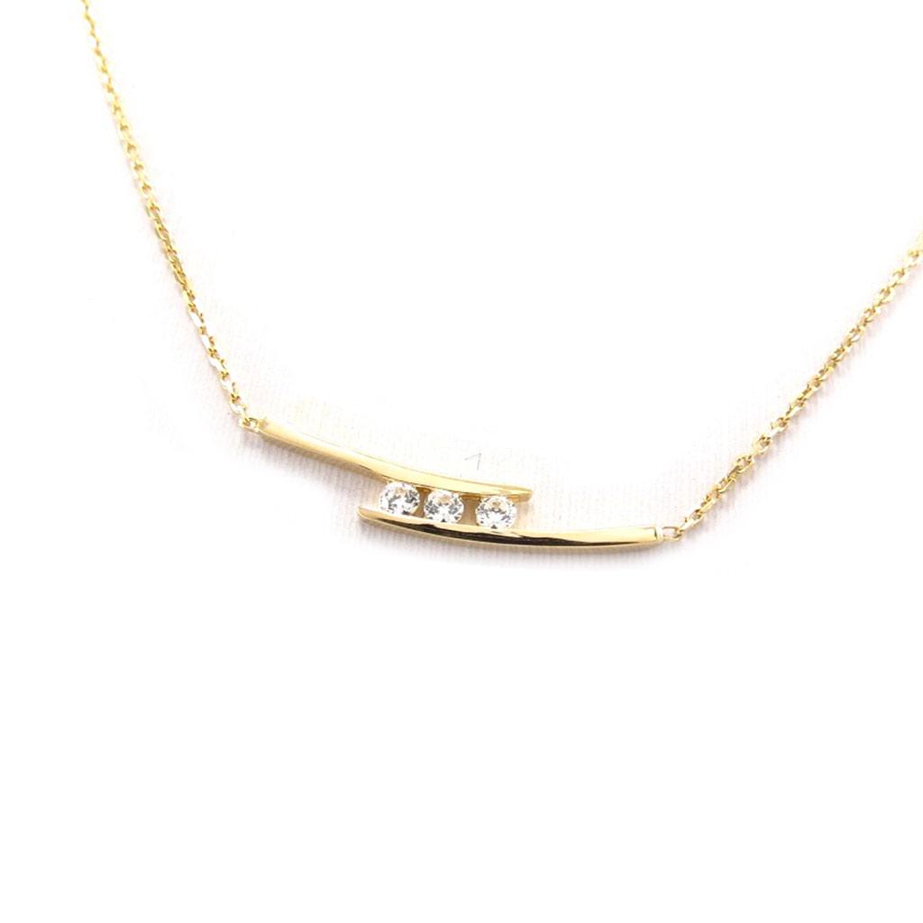 Altesse [F0189] - White Gold 'Câlin' Gold Plated Necklace - 28x4 Mm