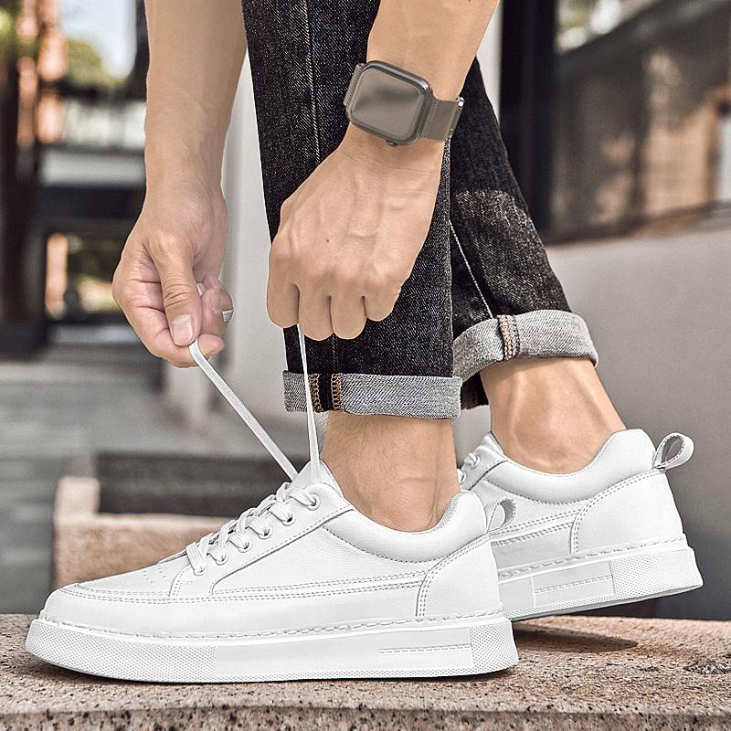 Leisure Walk Tenis Masculino School Shoes  Genuine Leather Mens Casual Shoes New Lace Up Man Sneakers Simple Skateboard Footwear