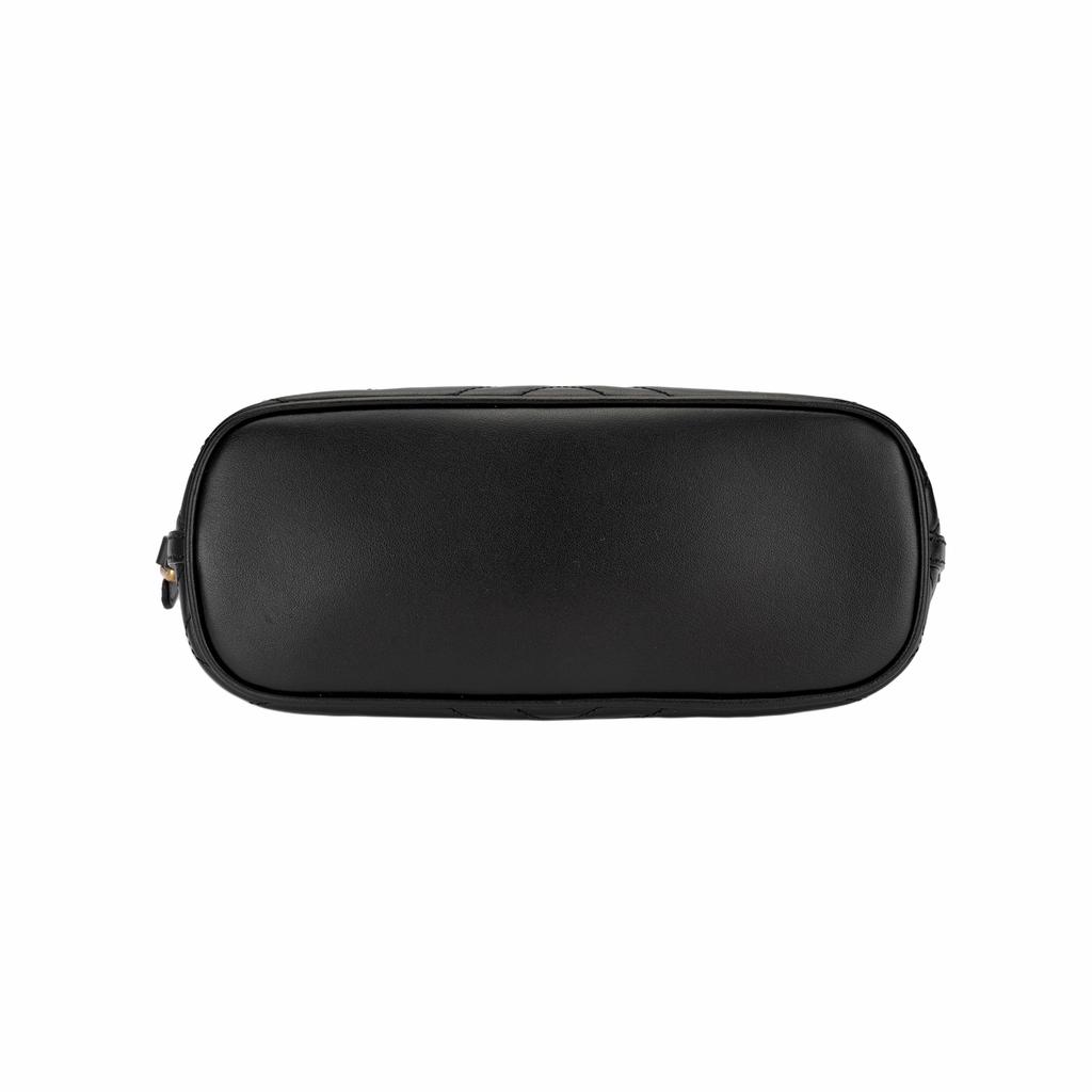 Gucci Gg Marmont Double G Logo Herringbone Quilted Leather Handheld Shoulder Bag For Women Black