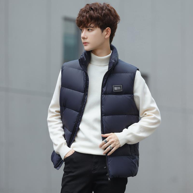 Autumn and Winter New Style Simple and Versatile Down Vest Men's Youth Fashion Warm Vest Trendy Down Vest